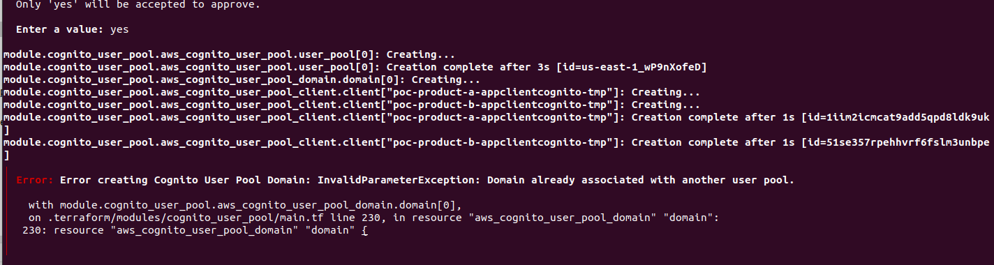 Cognito works like S3: The domain you configure for it must be unique in the entire cloud. If you use someone that has already been used, you as asked to pick another.