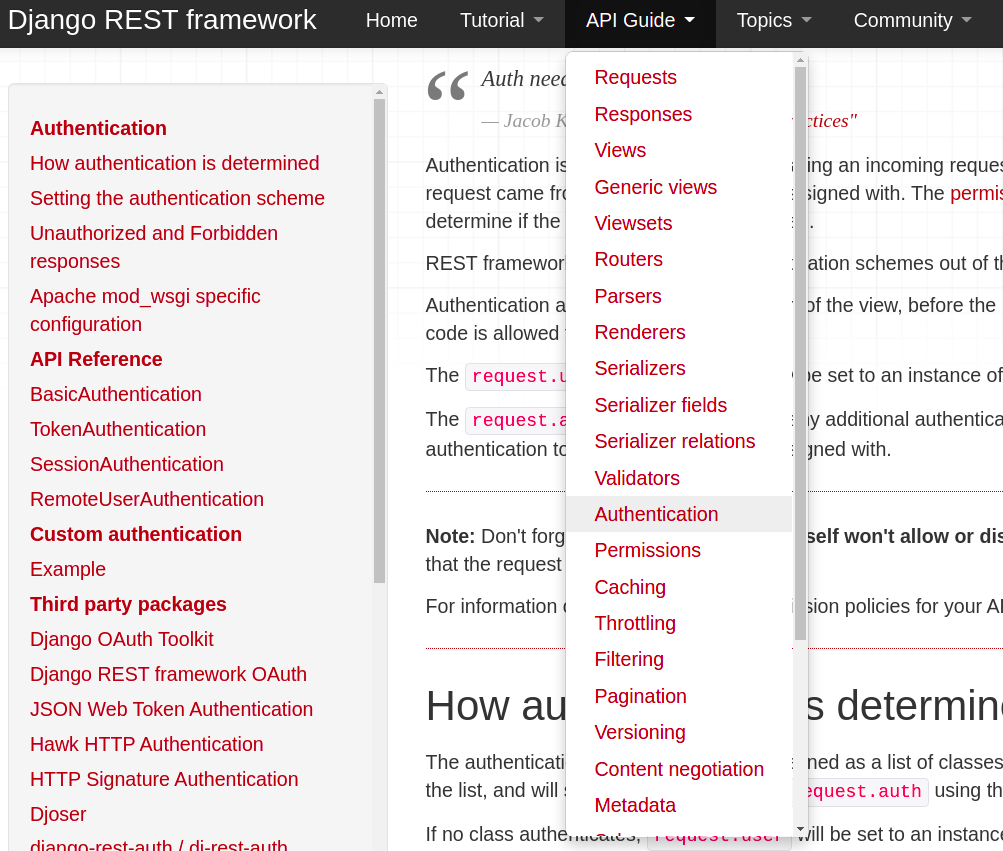 DRF has many topics about its API. In addition, its website has a dedicated menu about it.